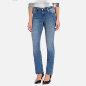 Mavi Kendra Blue Denim High Rise Straight Leg Jeans Size 14 (32) Petite